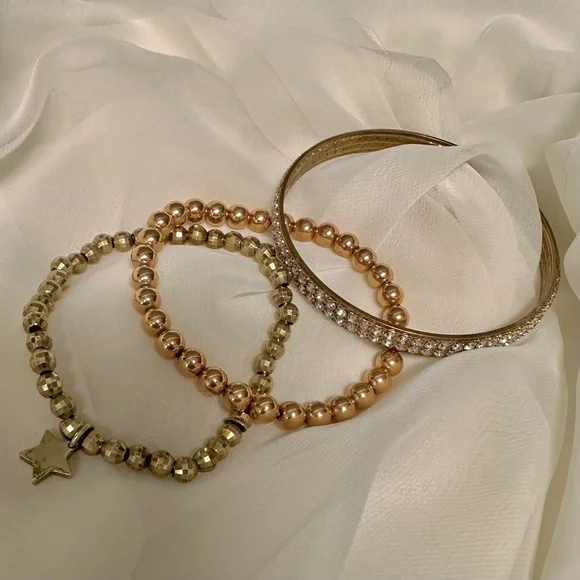 Set of 3 Gold Bracelets - Picture 2 of 4